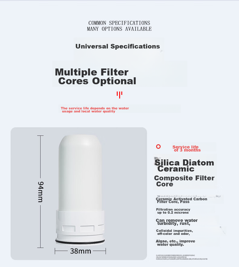 Lelandi Faucet Filter Cartridge, Universal Fit for All Brands, Ultrafiltration Water Purifier, Tap Water Filter, Ceramic Filter Element, L7011 3