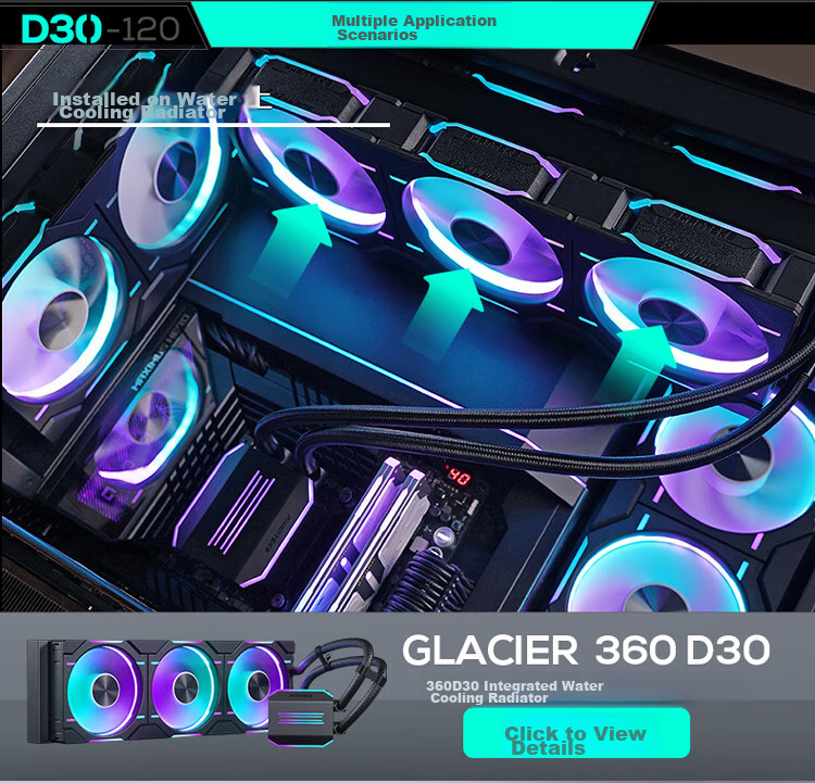PHANTEKS D30 Building Block Version Zhengye 12cm Case Water Cooling Radiator ARGB Temperature Control Fan (30mm Thick/7 Blades High Air Pressure/Wireless Cable Connection/3-Piece Set/Black) 17