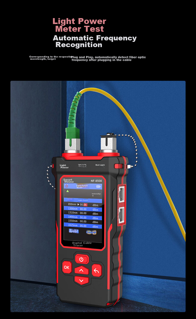Jingmingshu NF-8508 Kit Cable Tracker with Red Light, Power Fiber Optic Tester, Network Cable Length, Breakpoint, Short Circuit Port 8