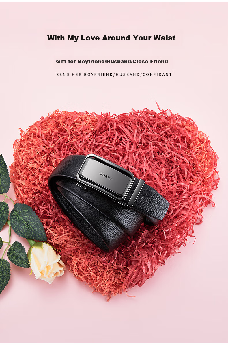 GUSKI Brand Men's Leather Belt with Automatic Buckle, Waist Belt, Gift Box, Birthday Present for Boyfriend Or Husband 3