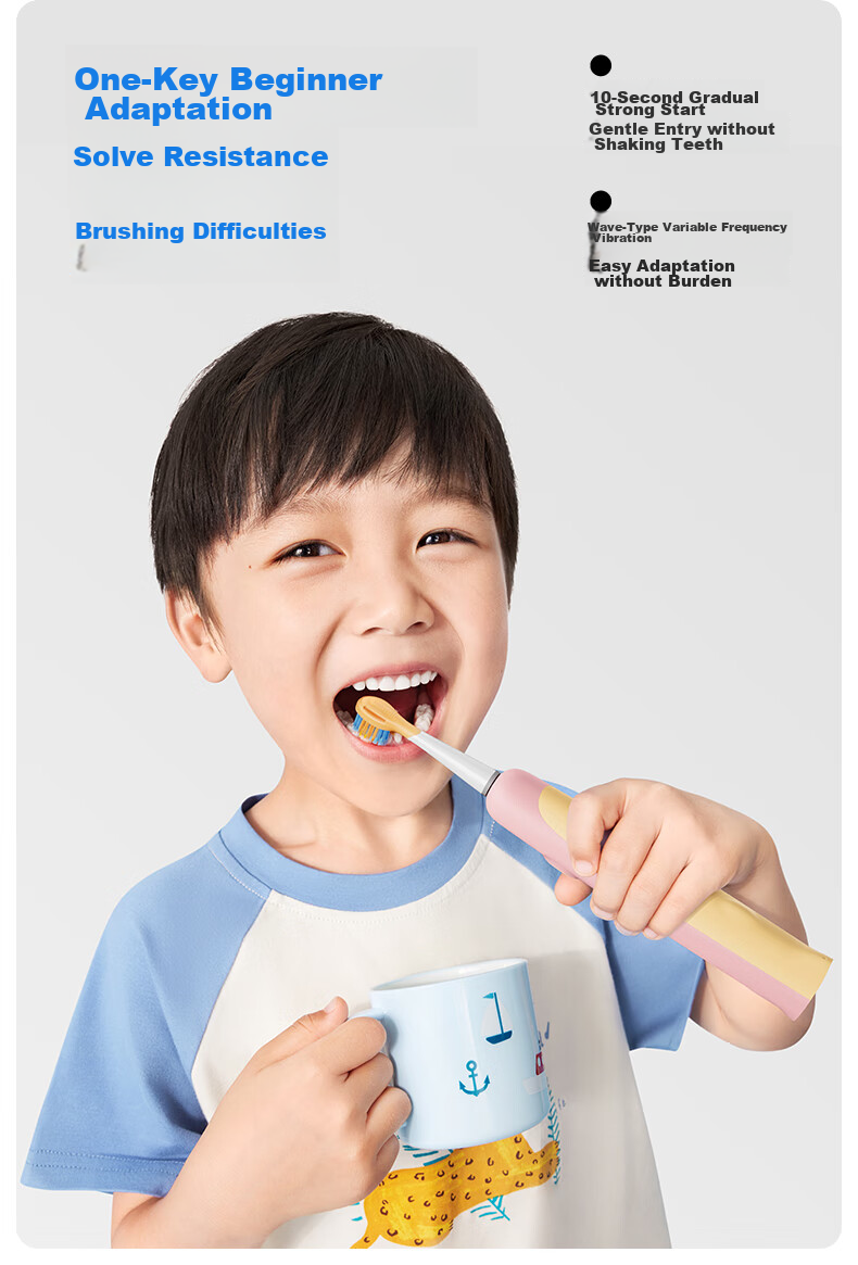 Usmile Children's Electric Toothbrush with Sonic Vibration, 120-Day Battery Life, A10 Phantom Blue, for Ages 3-12, Birthday Gift, Children's Present 4