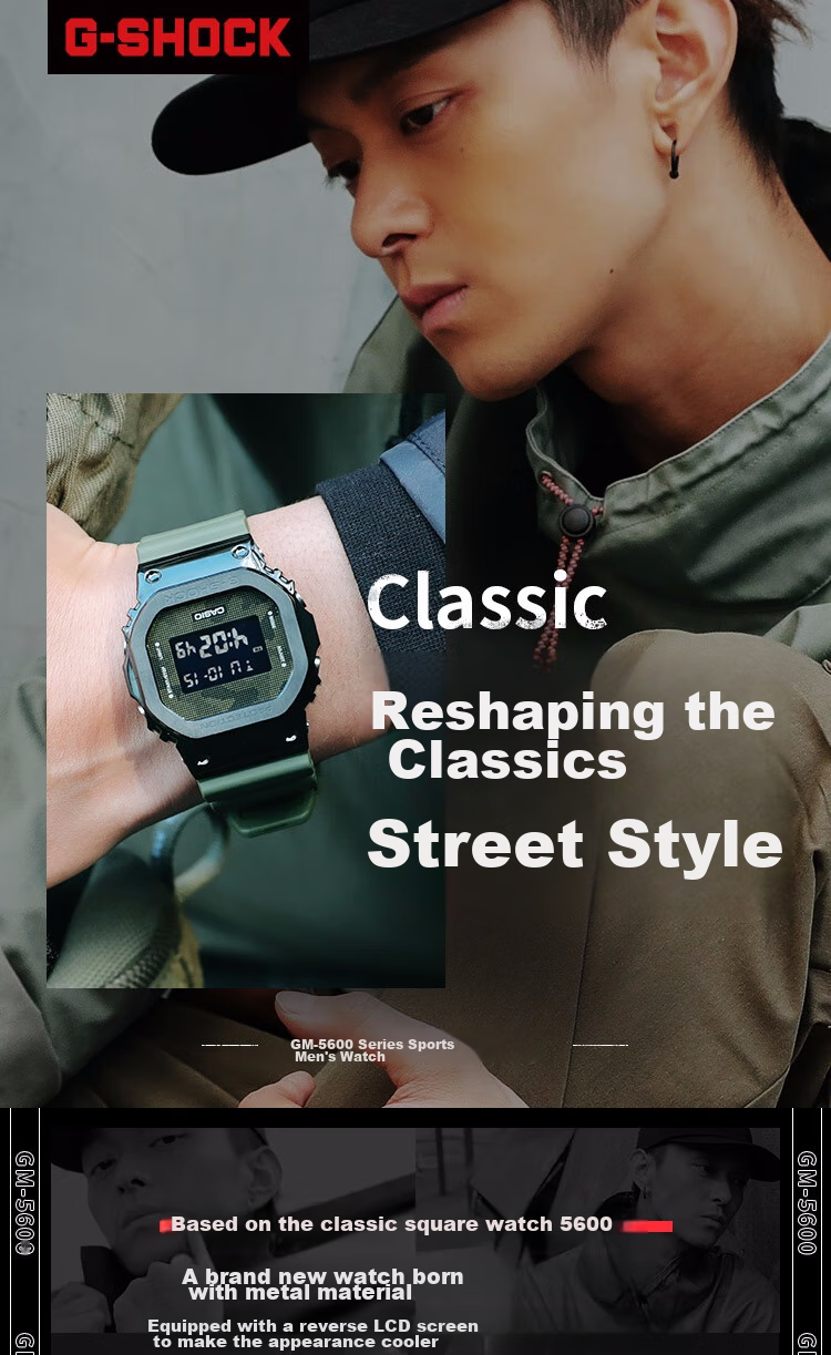 CASIO G-SHOCK Men's Small Square Classic Sports Digital Watch Gift Box GM-5600B-1 1