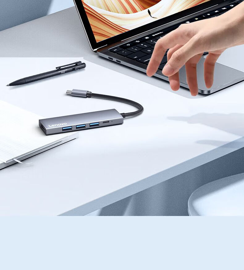 Lenovo Type-C Expansion Dock, USB Hub Converter, HDMI Adapter Dock, 4K 60Hz Screen Mirroring, PD Fast Charging, Suitable for Smartphones, Tablets, And Laptops 4