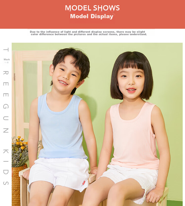 THREEGUN Children's Clothing Class A Modal Undershirt Vest for Girls And Boys Students 14