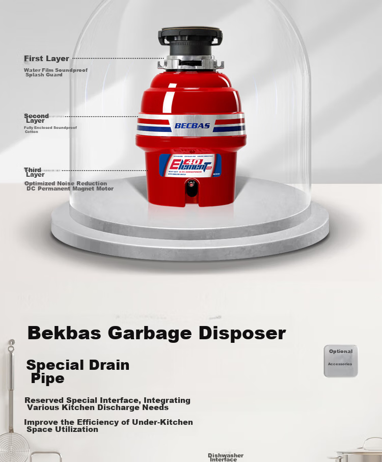 BECBAS Intelligent Garbage Disposal, Kitchen Food Waste Crusher, Wireless Switch E40evo 21