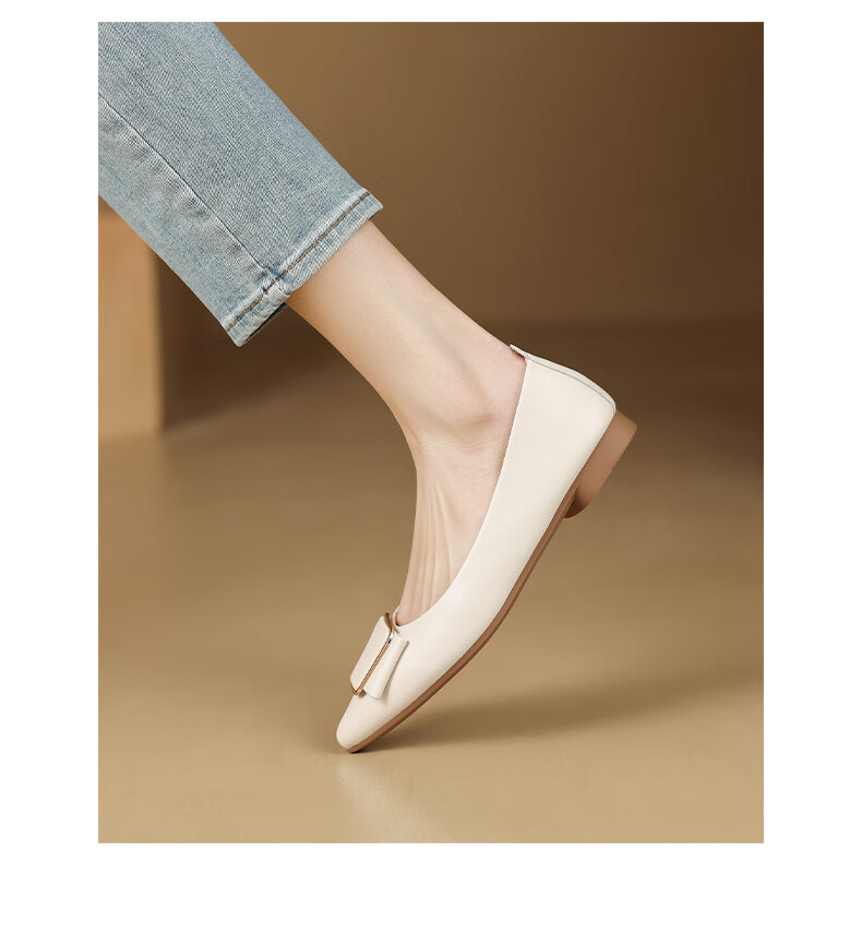 ZHR Women's Single Shoes, Genuine Leather, Elegant Commuter Style, Simple Casual Flat Comfortable Non-Tiring Work Shoes for Wome 9