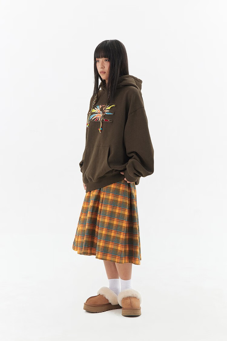 Crying Center Firework Embroidered Sweatshirt Brown S 12