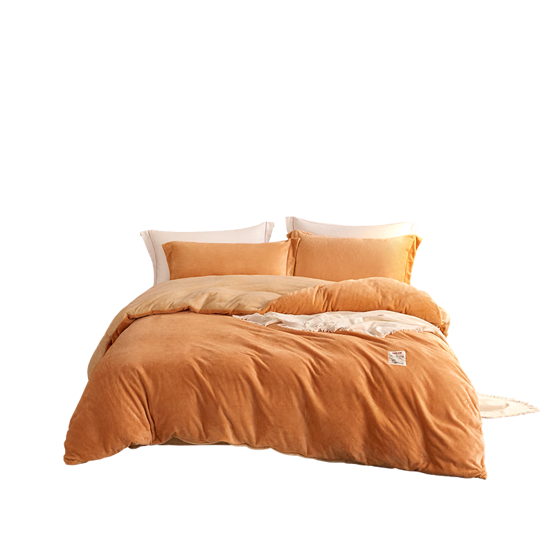 LOVO Luolai Flannel Milk Velvet Bedding Set, Grade A Anti-Static Thickened Bedsheet And Duvet Cover, 200*230cm