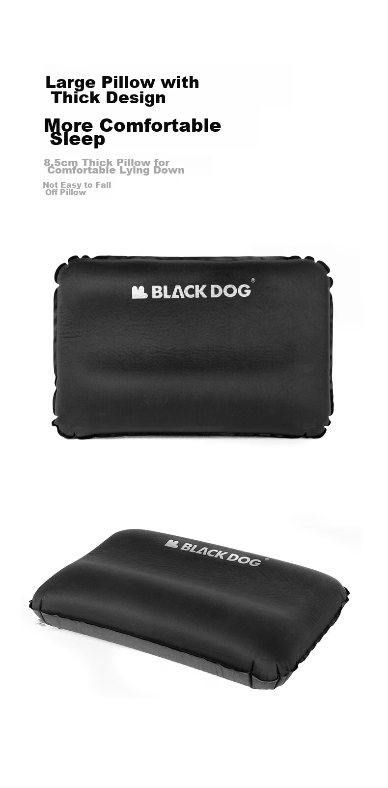 Black Dog 2-in-1 Inflatable Sponge Pillow Camping Air Cushion Lazy Travel Portable Pillow 4