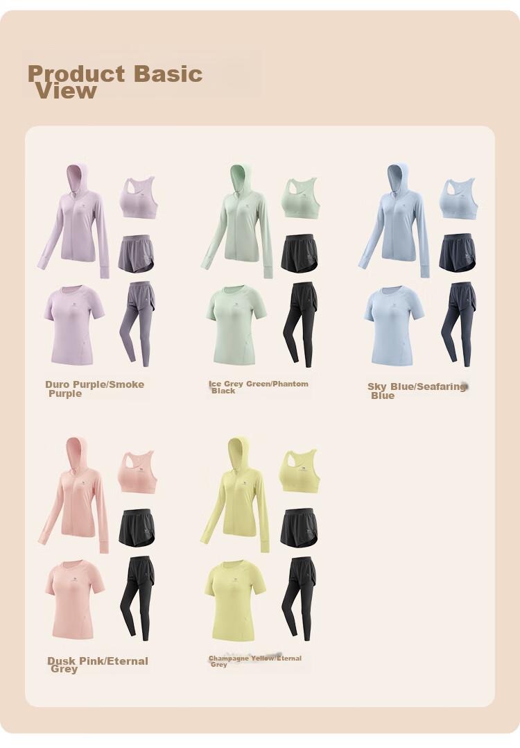 CAMEL Yoga Outfit Set for Women, Morning Run Outdoor Sportswear, Slim-Fit Breathable Fitness Wear, Five-Piece Set YK22255493 18