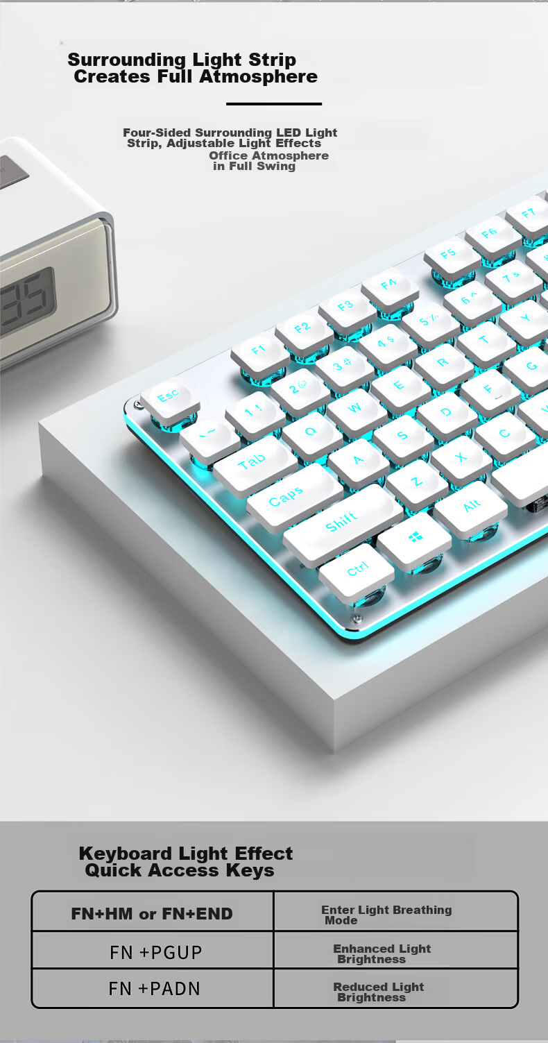 EWEADN GX710S Mechanical-Feel Wired Keyboard, Wireless Office Desktop Computer Laptop 104-Key Mouse Set, Low-Profile Membrane Gaming E-Sports Mouse Peripherals 11