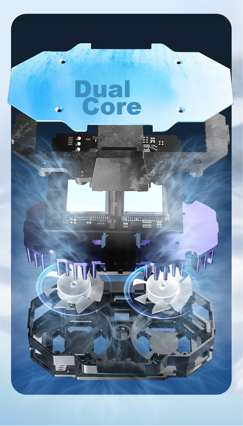 WITGOER [Dual Cooling Pad | with Live Streaming Stand] Phone Cooler, Live Streaming Dedicated Stand, Integrated Semiconductor Back Clip Gaming Cooling Fan, Quiet Fan for Apple And ASUS 6