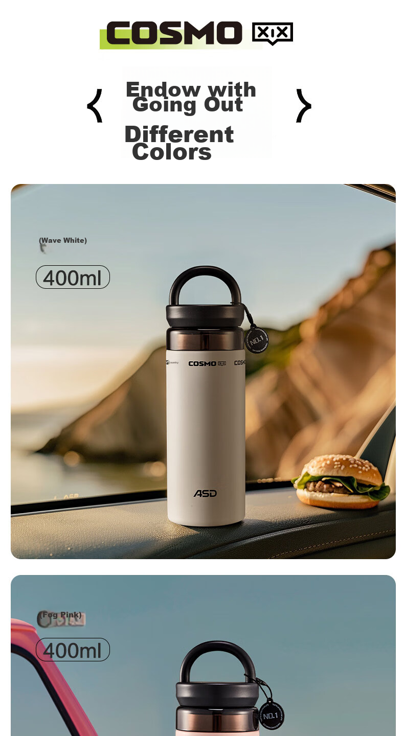 ASD Outdoor Sports Portable Insulated Cup for Home, Office, Students, Water Bottle with Long-Lasting Heat Retention, 400ml, RWS40B18WG-W 17