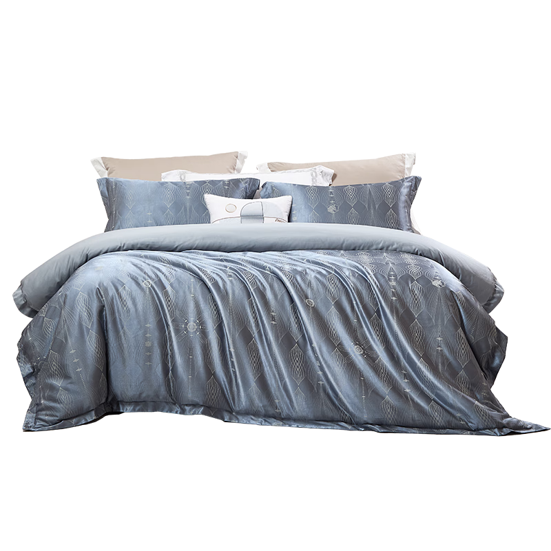 FUANNA Bedding Set of Four Pieces, High-Quality Jacquard Pure Cotton Bed Sheet Set, Kazi, 203*229cm, Blue