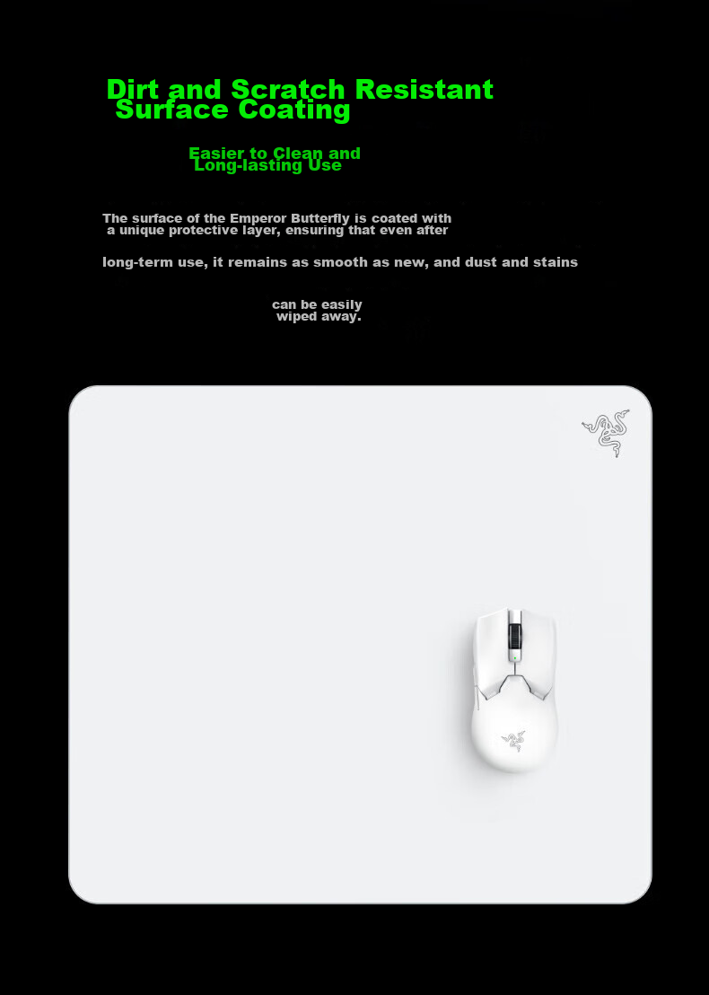 Razer Emperor Butterfly Tempered Glass Gaming Mouse Pad, White 7