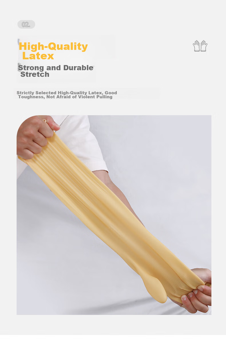 Dongfanghong 45CM Extended Protective Gloves, Thickened Rubber Latex, Waterproof Rubber, Protective, Cold-Resistant, Cleaning, Size L/red, 10 Pairs 5