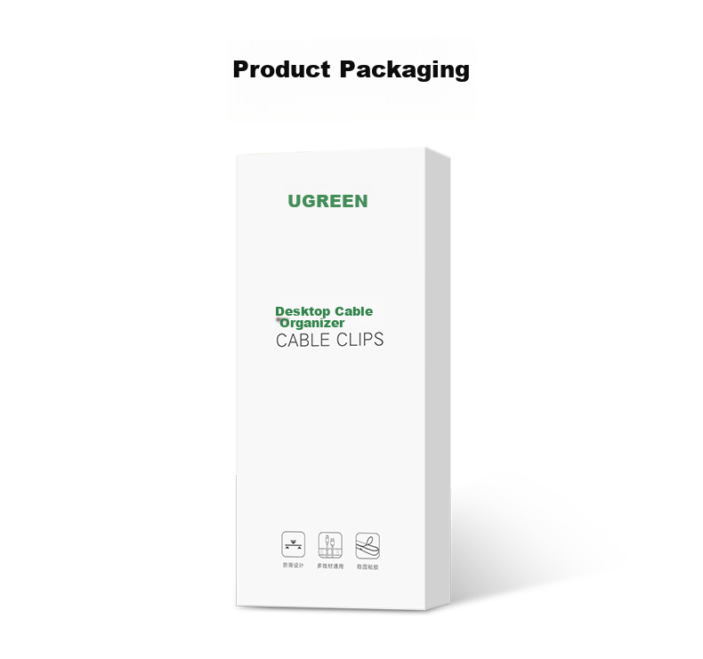 UGREEN Desktop Cable Organizer, Power Cord Clip And Cable Wrap, Wire Management And Cable Tidy Clip, Cable Tie And Organizer, 4 Clips White 2-Pack 13