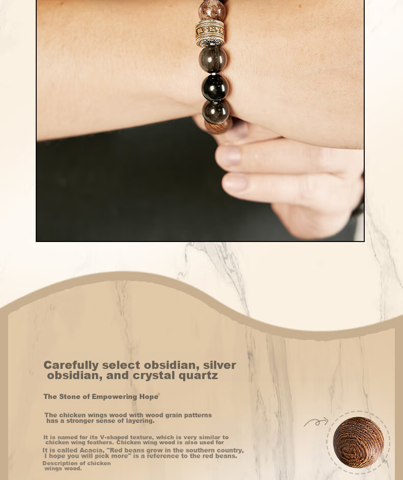 British Museum Egyptian Desert Eye Gold Obsidian Rutilated Quartz Luxury Men's Bracelet Gift for Men Father's Day Graduation 4