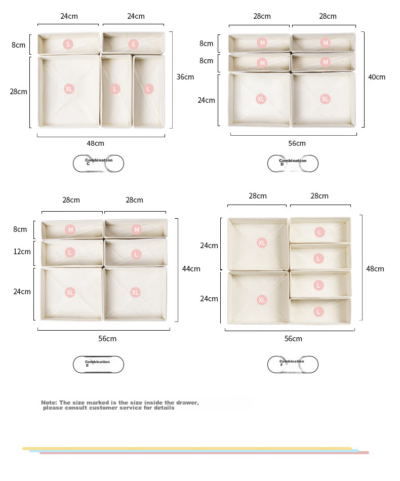Jicang Wardrobe Storage Box, Home Fabric Drawer-Style Divided Storage, Underwear Organizer Box for Lingerie And Socks, Large Size 12