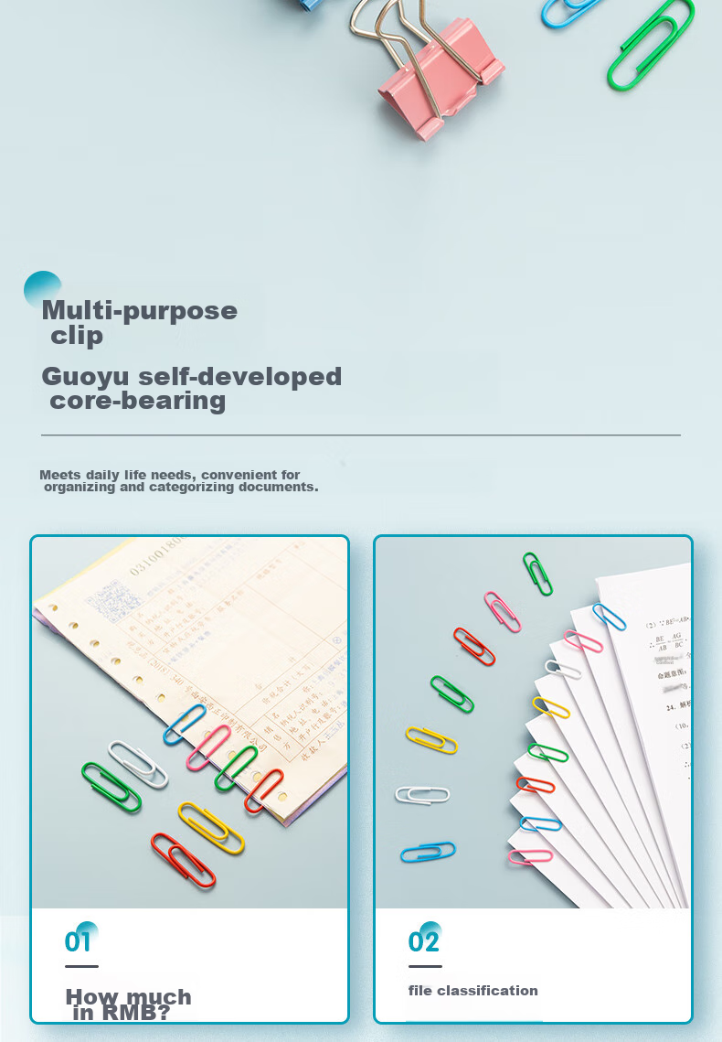 M&G 3-In Office Supplies Combination Set (19mm Binder Clips 24 Pieces, 25mm Binder Clips 12 Pieces, Paper Clips 200 Pieces)/box ABS92893 Back-To Essential 5