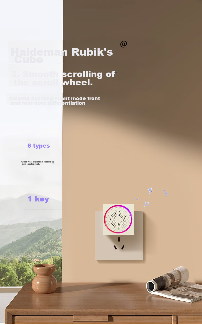 Advent Wireless Doorbell, Colorful Light-Up Self-Powered Home One-Key Silent Call Button, Cream Style 2