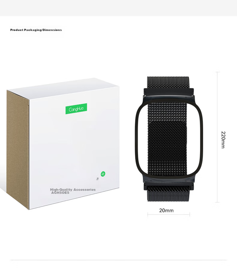 CangHua Compatible with Redmi Watch 3 Strap, Redmi Watch 3 Strap, Sports Edition Watch Strap, Milanese Metal Stainless Steel Replacement Wristband, Black 16