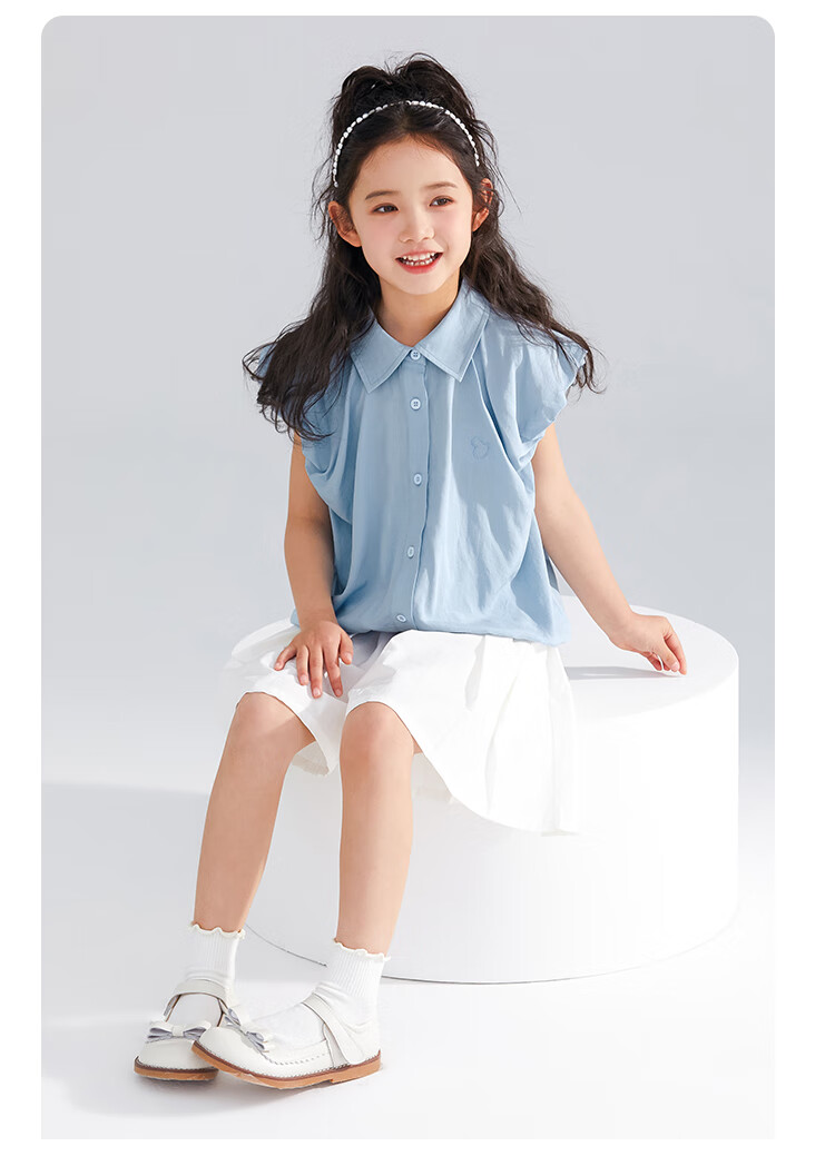 QQ DUCK Children's Clothing, Girls' Summer Shorts, Wide-Fit Youth Wear, Versatile, White Color; Size 140 12