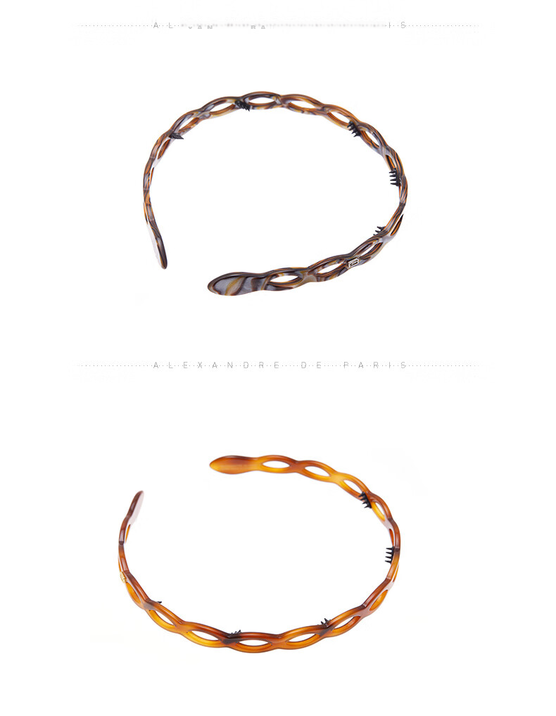 ALEXANDRE DE PARIS Mid-Autumn Festival Gift Simple Headband Romantic Hollow-Out Hairband Fashionable Versatile Hair Accessory 1573 E Dark Brow 10