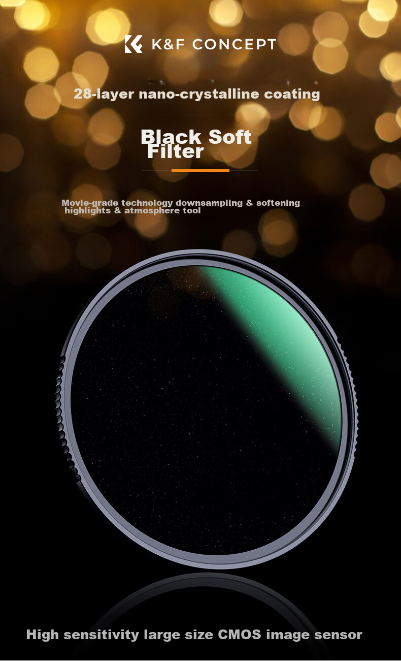 Zhuoer Hui Series Black Soft Filter, Quarter Size 49mm, Soft Focus Lens, 28-Layer Coated Anti-Scratch, Suitable for Canon Sony DSLR Cameras, Waterproof Anti-Scratch Ultra-Clear Portrait Soft Light Filter 1