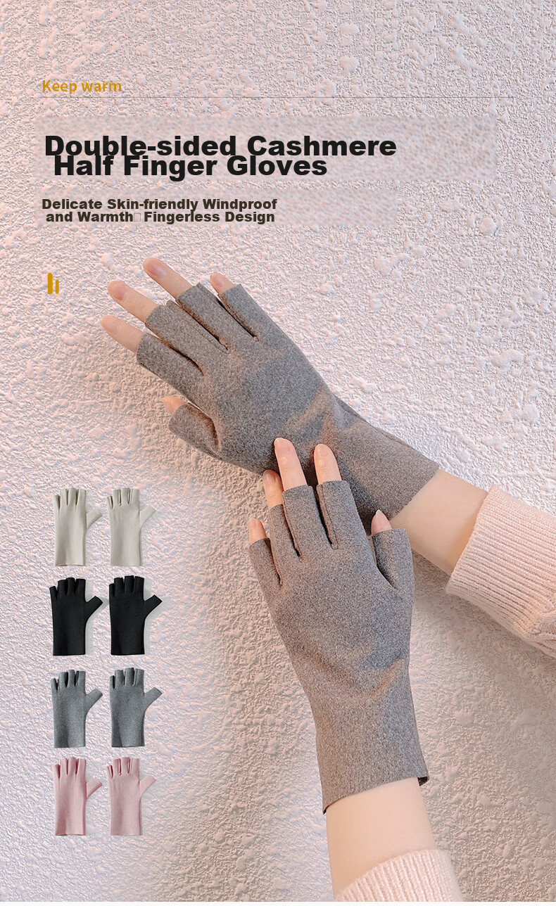Nanjiren Women's Fingerless Gloves for Winter, Warm Driving Fleece-Lined Windproof Half-Finger Ladies Gloves N2E3X871812 Black 1