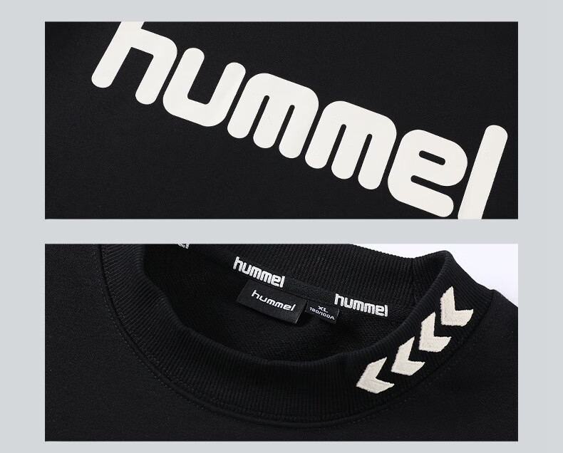 Hummel Spring And Autumn Heavyweight Sweatshirt for Men And Women, Couple Outfit with Embroidery, Loose-Fitting Round Neck Top for Spring, Base Layer, Black, S 5