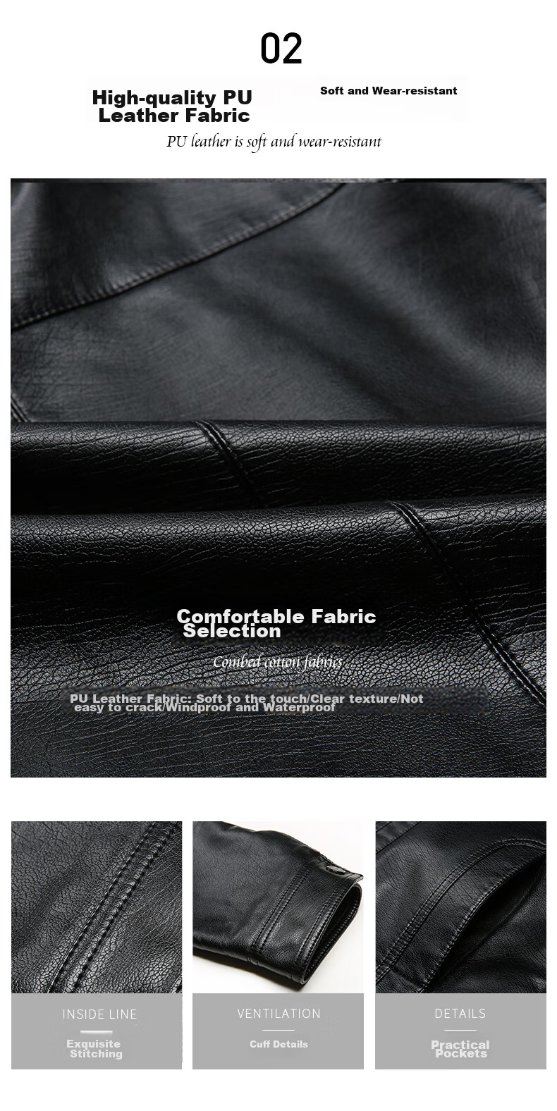 Hengyuanxiang Men's Leather Jacket, 2024 Autumn And Winter Men's Outerwear, Fleece-Lined Thick Casual Lapel Jacket for Middle-Aged And Elderly Me 3
