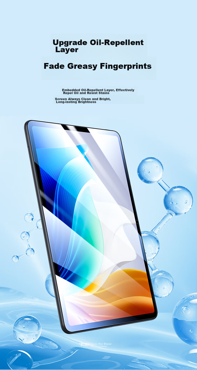 BIAZE Tempered Glass Screen Protector for OPPO Pad Air2 2024 Model, 11.4-Inch Tablet Computer, HD Clear Anti-Scratch Anti-Abrasive Full Coverage Film PM212-HD 5