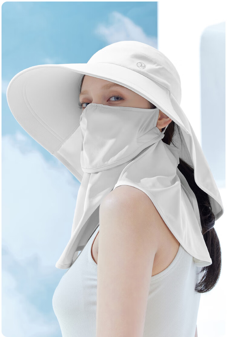 JIUMU Ice Silk Sun Protection Face Mask for Women, Summer UV Protection Sunshade Veil, Neck Guard for Driving, Breathable Full Face Mask 9