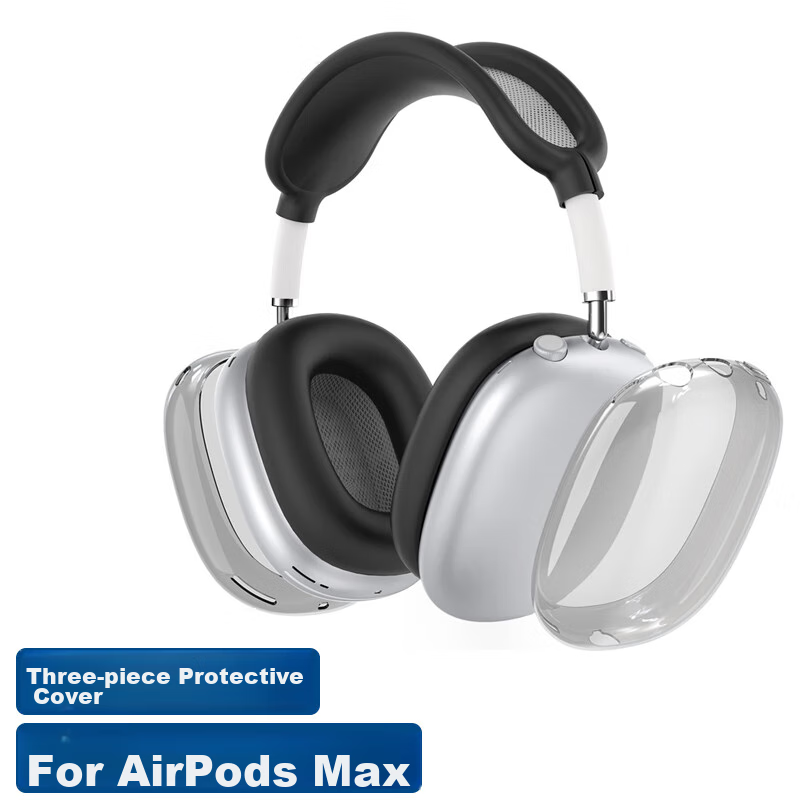 Qiye Protective Case, Silicone Cover, Transparent Shell, Suitable for Apple AirPods Max Earphones, Max 2 Ear Tips, Headphones Soft Case, Second And First Generation, Black