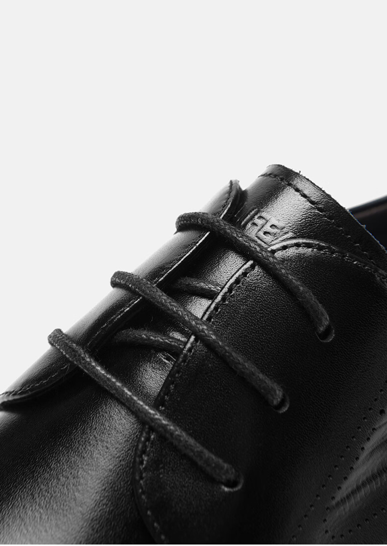 HLA Men's Business Casual Shoes First Layer Cowhide Formal Shoes British Style Black 38 16