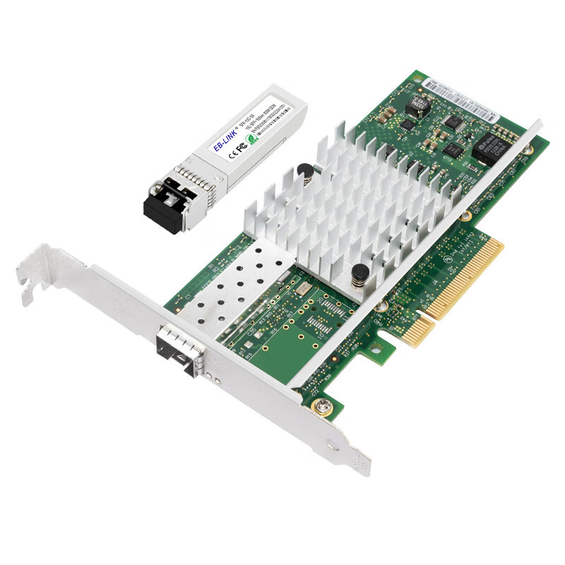 EB-LINK Intel 82599 Chip PCI-E X8 10G Gigabit Single-Port Fiber Optic Network Card X520-SR1 with SFP+ Multi-Mode Optical Module Server Network Adapter