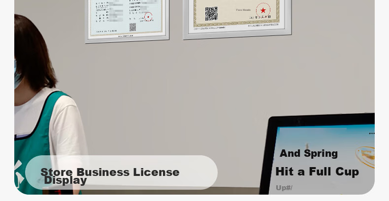 XYBP Business License Display Frame Wall-Mounted Magnetic Holder without Drilling, Certificate Showcase, Business Permit Display Stand (A3 Silver) 17