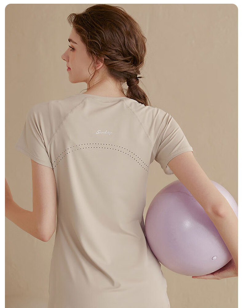 XUEXIMAN Yoga Wear Sports Top for Women, Summer Quick-Dry Short-Sleeve T-Shirt, Mid-Length, Hip-Covering, Slimming, Breathable, for Running And Fitness 12