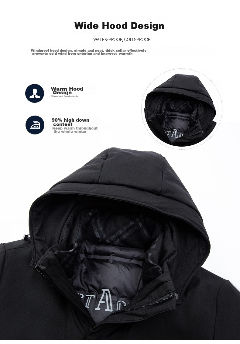 SHANSHAN Detachable Inner Lining Three-In down Jacket for Men, Goose Down Mid-Length Thick Warm Dad Coat Outerwear Men's 2XL 13