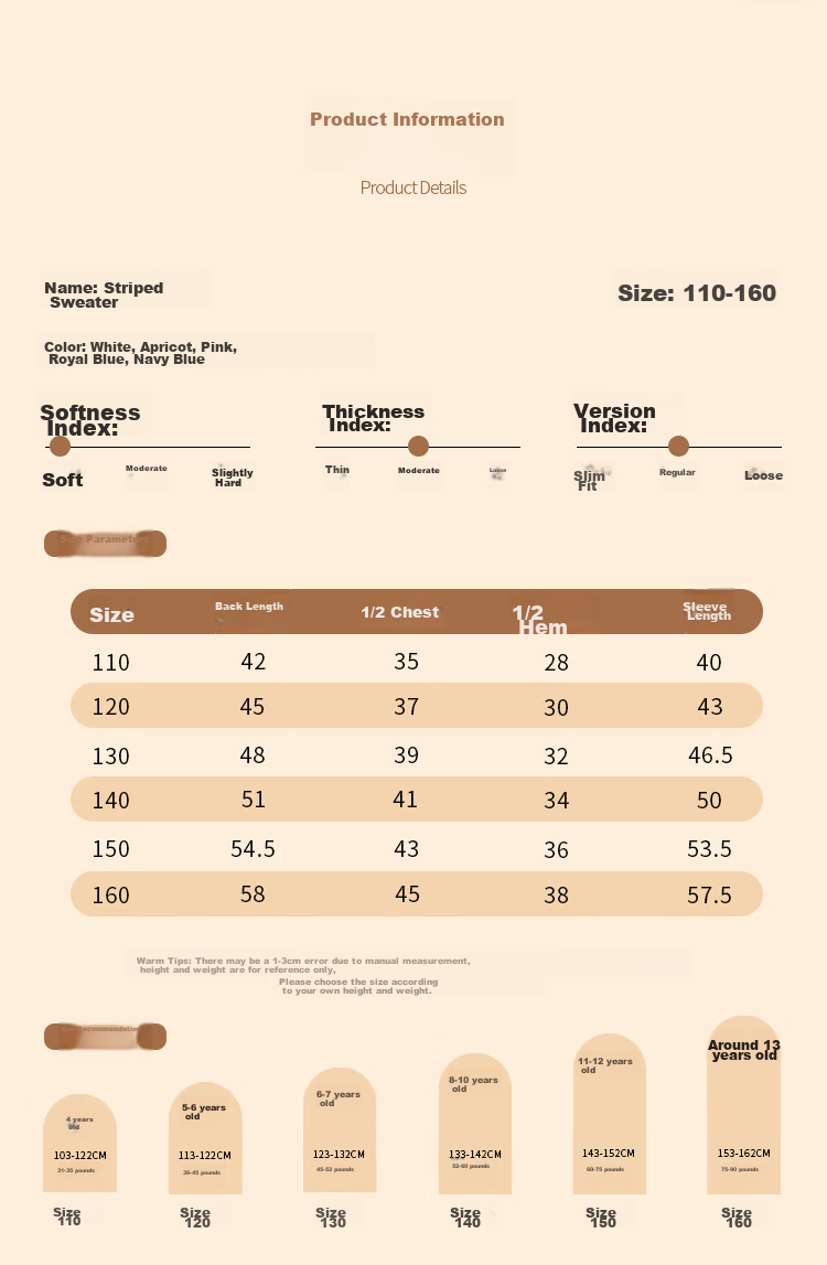 Baleno Children's Knitted Sweater, Autumn And Winter Style, for Older Kids, Korean-Style Striped Top, Boys And Girls Winter Wear, Warm Inner Layer Sweater 7
