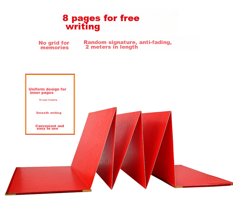 Oumai Guest Name Register, Business Meeting And Exhibition Sign-In Book, Annual Meeting Sign-In Notebook, Grand Opening Celebration Signature Book, Red Floral Satin Cover, 1 Book Set [With 1 Signature Pen] 9
