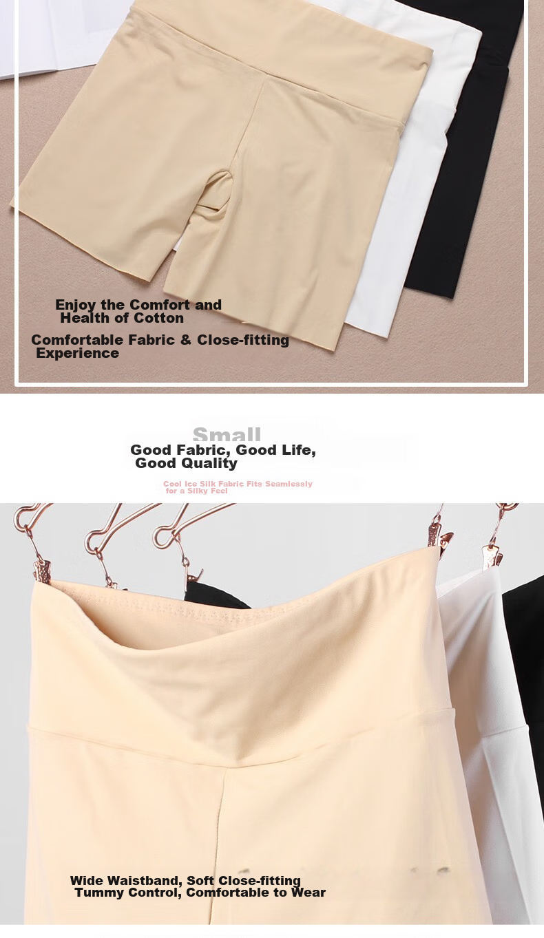 LangSha High-Waisted Safety Shorts for Women, Anti-Exposure Summer Thin Ice Silk Underpants, Butt-Lifting Tummy Control Non-Rolling Edge Protective Shorts 4
