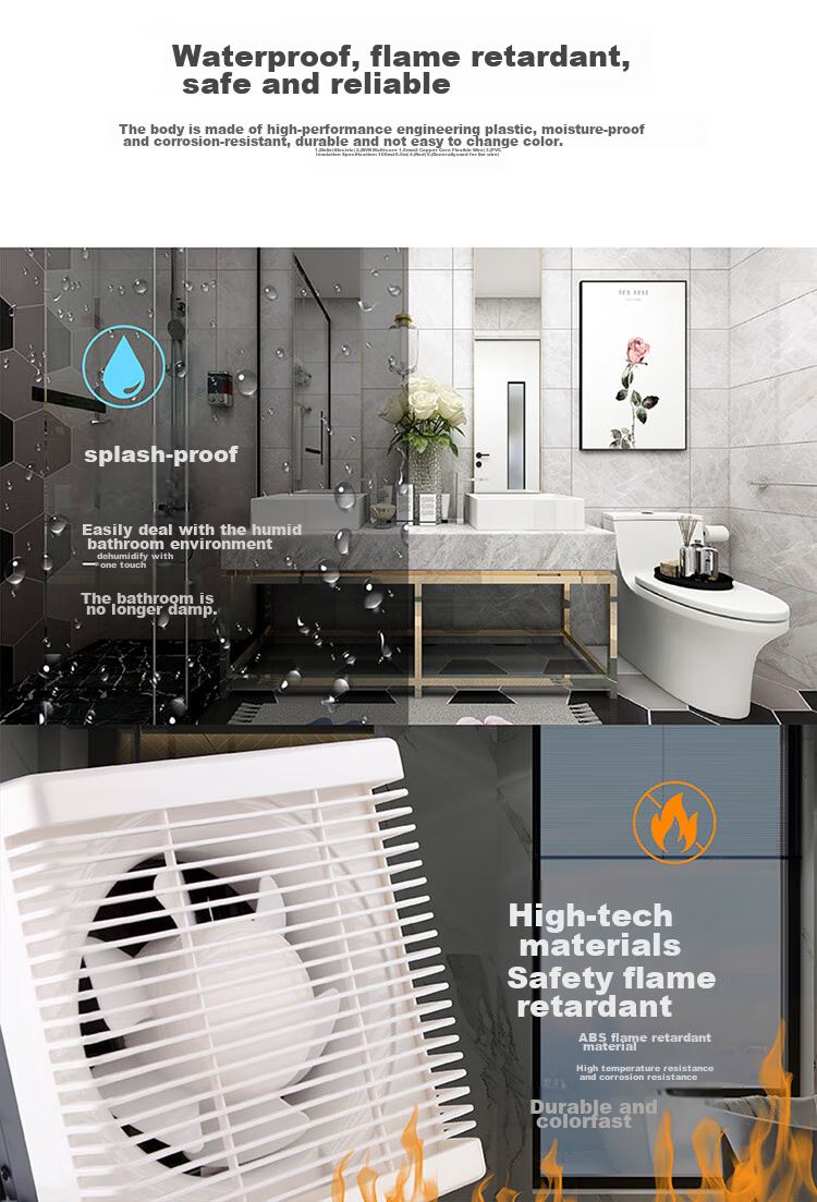 Nedfon APB15-3 Exhaust Fan, Kitchen And Bathroom Window-Mounted Wall-Mounted Ventilation Fan, Range Hood, Extractor Fan with Square Opening 8