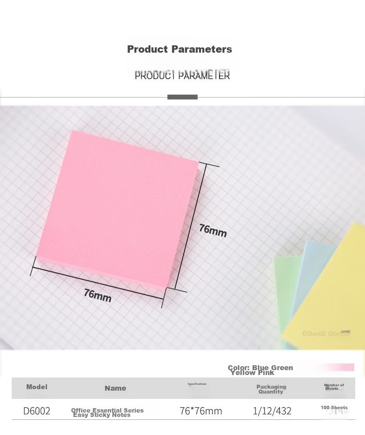 COMIX Sticky Notes/Notepad/Pad/Note Pads (76x76mm), 12 Books/1200 Sheets, D6002, Random Color 3