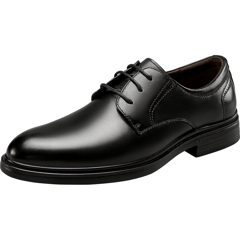 Yierkang Men's Shoes, Round Toe Formal Shoes for Business, Spring And Autumn Loafers, Lace-Up Leather Shoes, Derby Wedding Shoes, 53449W, Black, Size 40