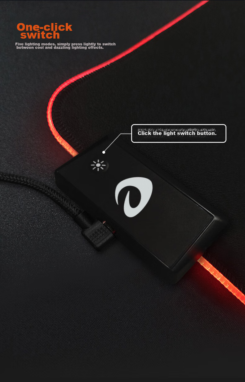 DAREU PE-T83 Professional Gaming Cool RGB Light-Up Mouse Pad Large Size 800*300*3mm USB Interface Thickened Edge-Locked Smooth Computer Desk Pad 5