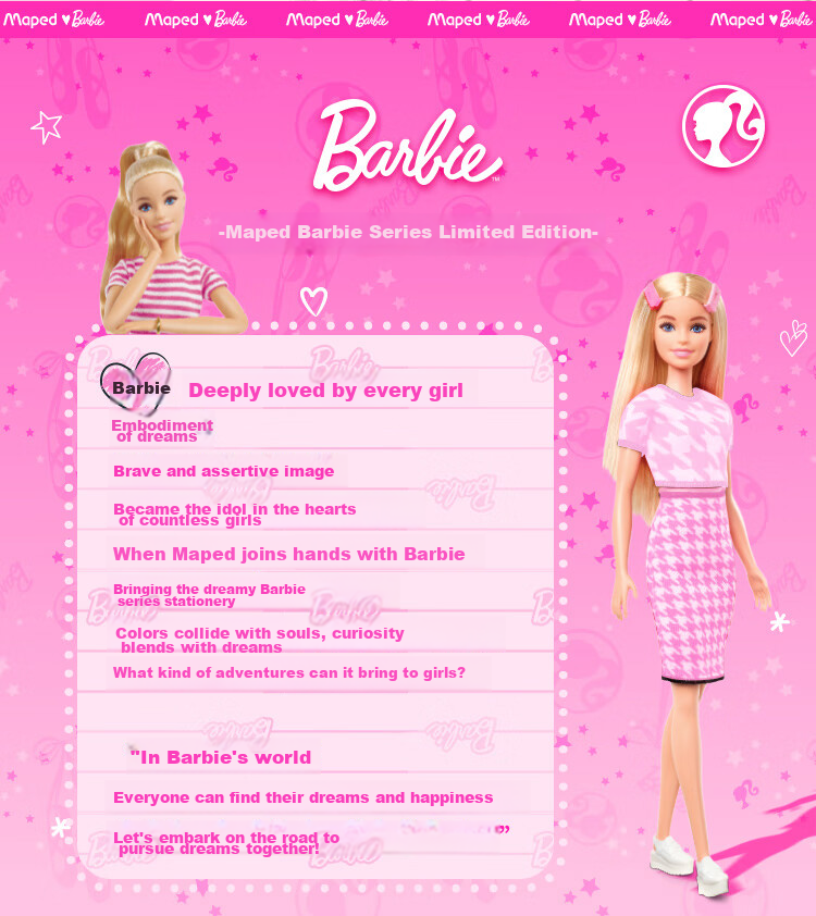 Maped Barbie Princess Lipstick Eraser, Children's Protective Cover Eraser, Dust-Free Clean, for Primary School Students, Non-Staining, Includes Replacement Core, Children's Day Gift, 152013CH 3