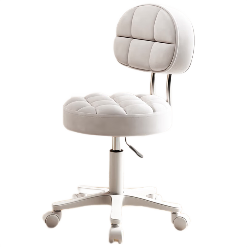 Zhuobo Stool, Bar Chair, Adjustable Height Chair, Beauty Salon Stool, Wheeled Stool, Swivel Chair, Round Stool, Backrest Chair, BTY03 Beige
