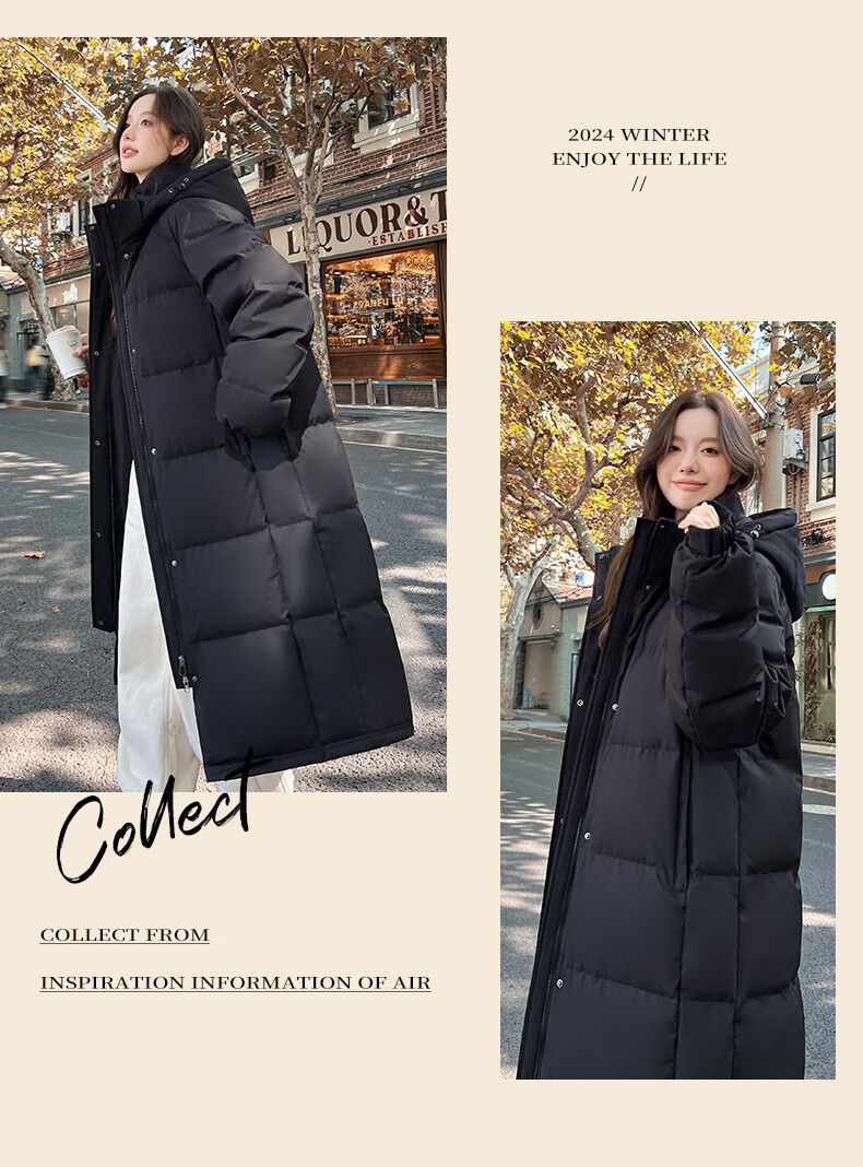 Yalu Solid Color Long down Coat for Women, Winter 2026 New Style, Loose-Fitting Over-Knee Thickened Warm Couple's Mid-Length Coat for Outdoor Activities 8